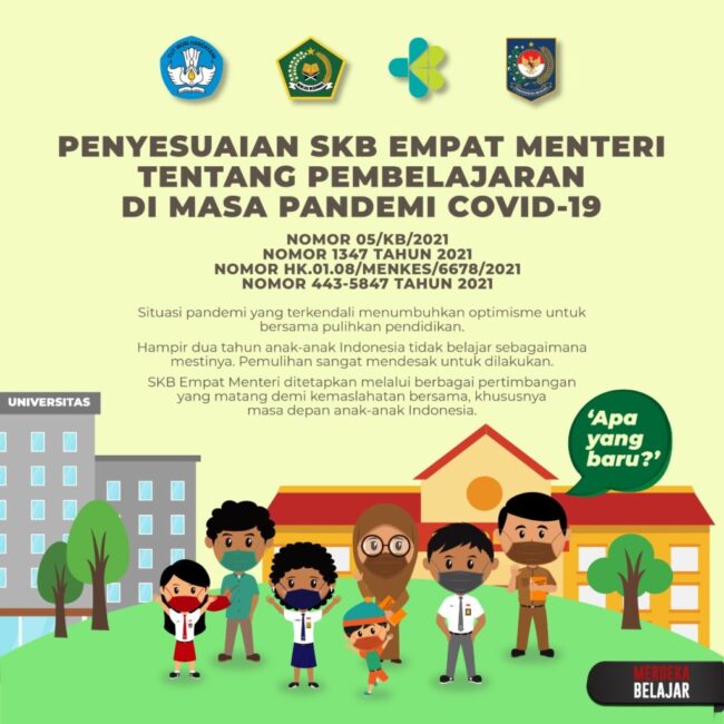 Pemerintah Terbitkan SKB 4 Menteri Panduan Pembelajaran di Masa Pandemi